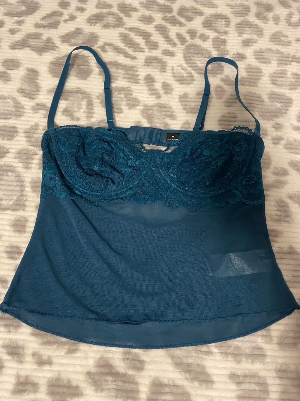 Teal Lace-Trim Cami Top